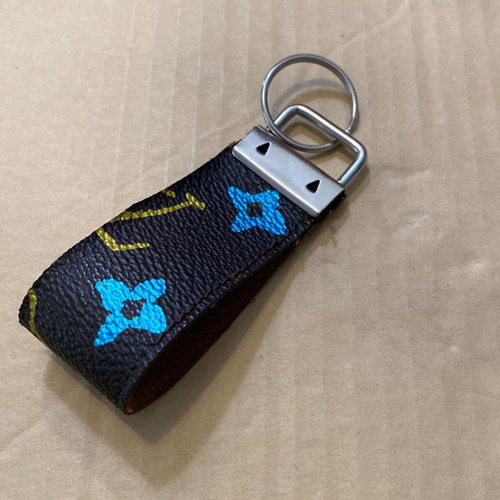 Louis Vuitton Upcycled Keychain Painted